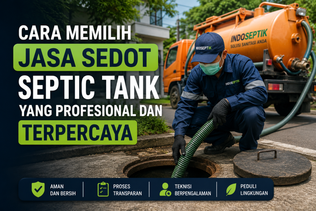 Teknisi memeriksa septic tank sebelum proses penyedotan secara profesional