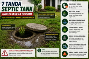 Tanah basah dan bau menyengat di sekitar septic tank sebagai tanda septic tank penuh atau mengalami rembesan limbah.