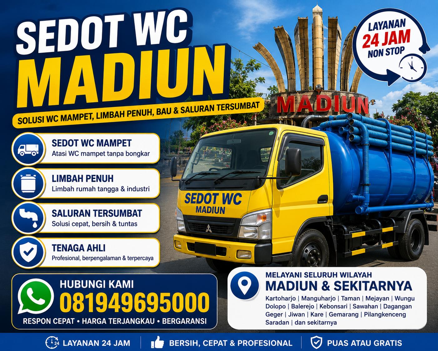 Armada sedot WC Sawahan Madiun Indoseptik