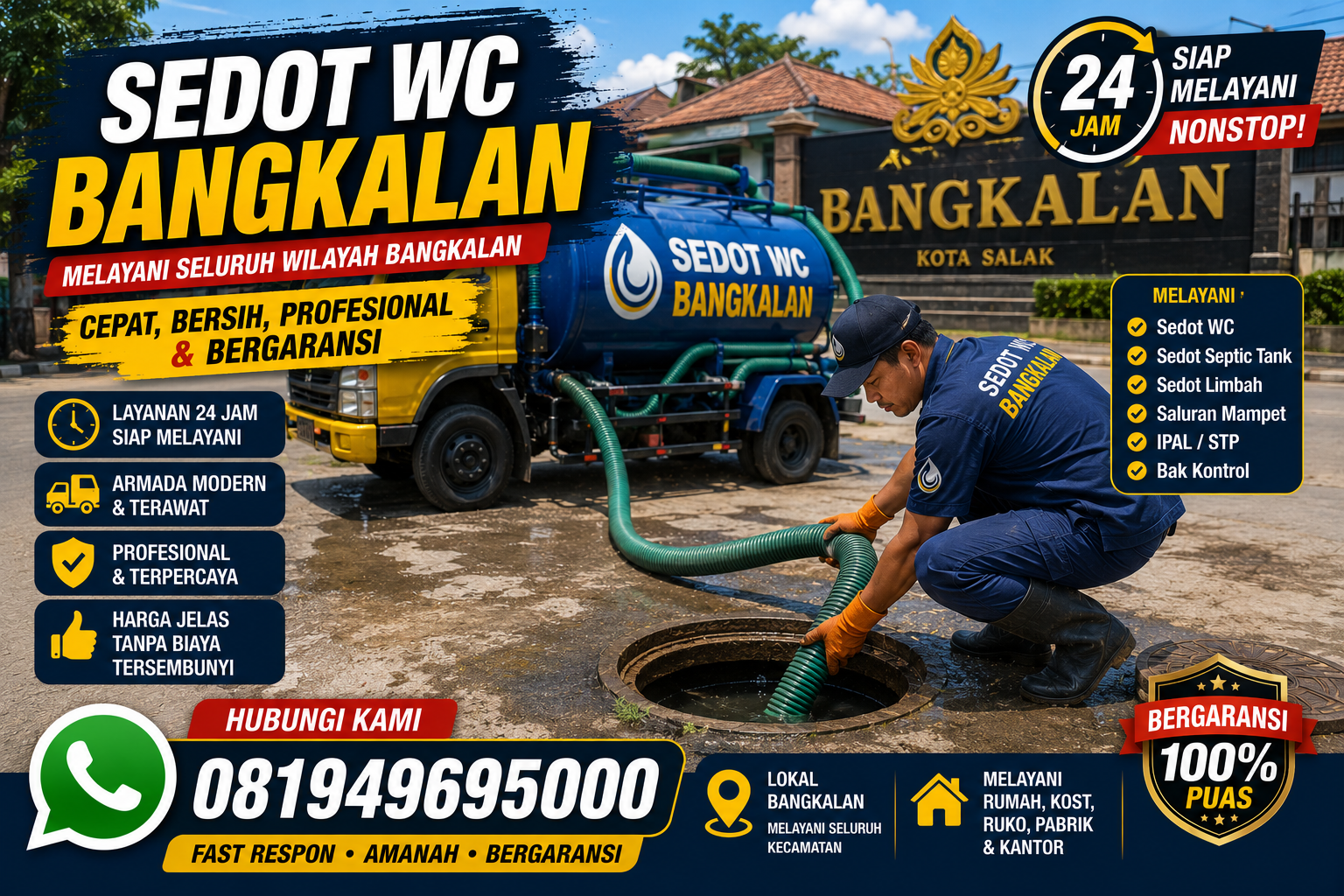 Armada sedot WC Blega Bangkalan Indoseptik