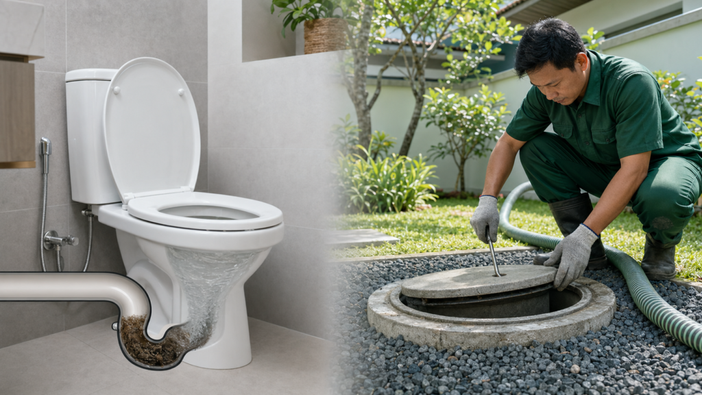 Perbedaan WC mampet dan septic tank penuh