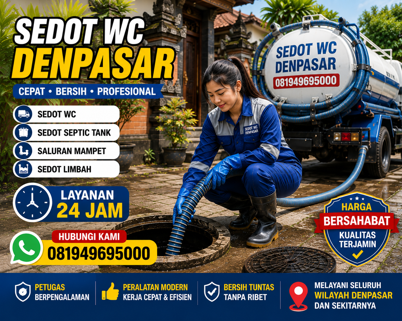 Armada sedot WC Padangsambian Kota Denpasar Indoseptik
