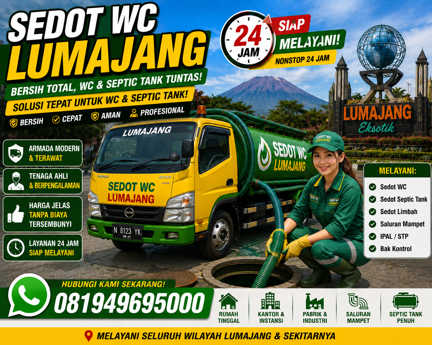 Armada sedot WC Sukodono Lumajang Indoseptik