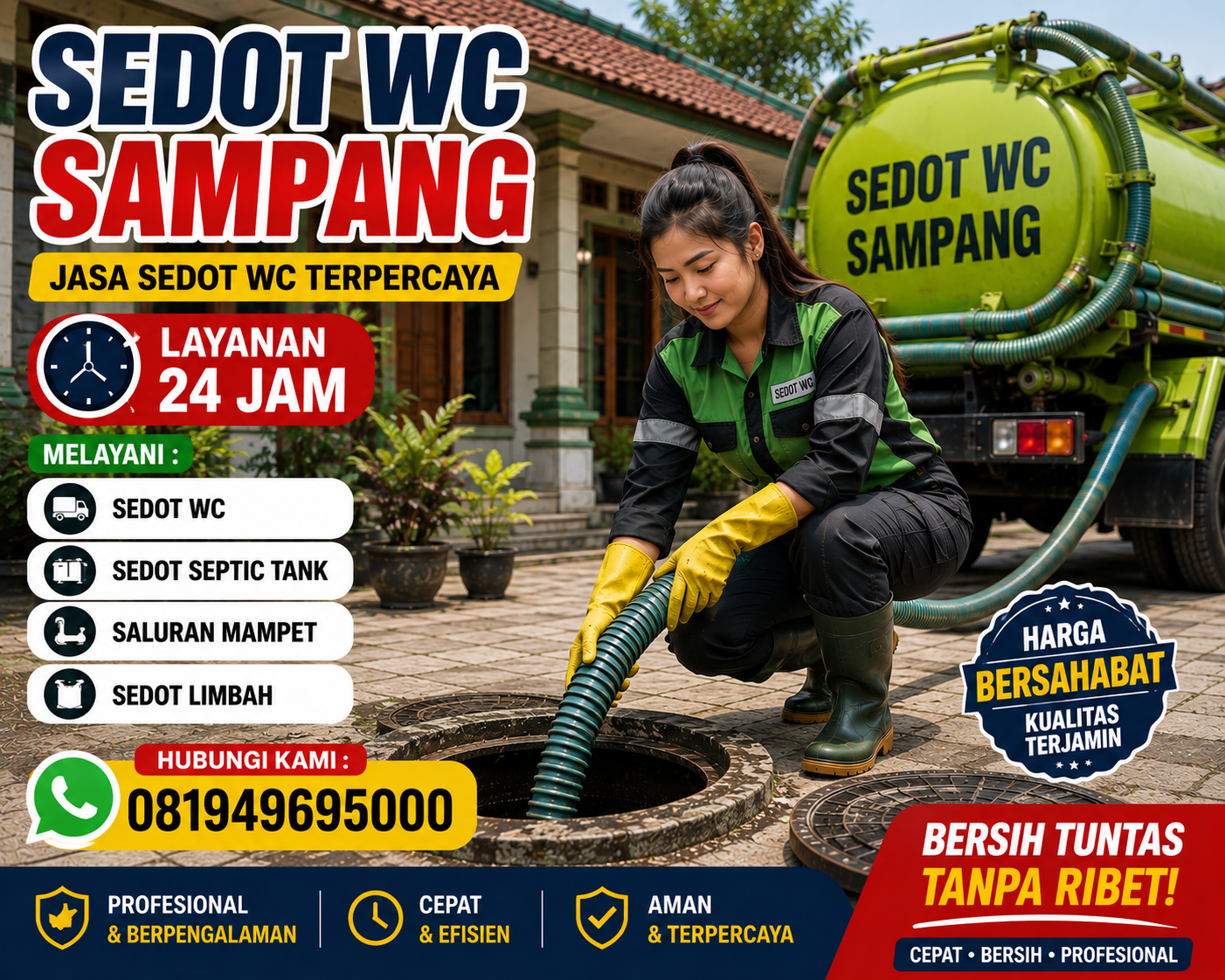 Armada sedot WC Camplong Sampang Indoseptik