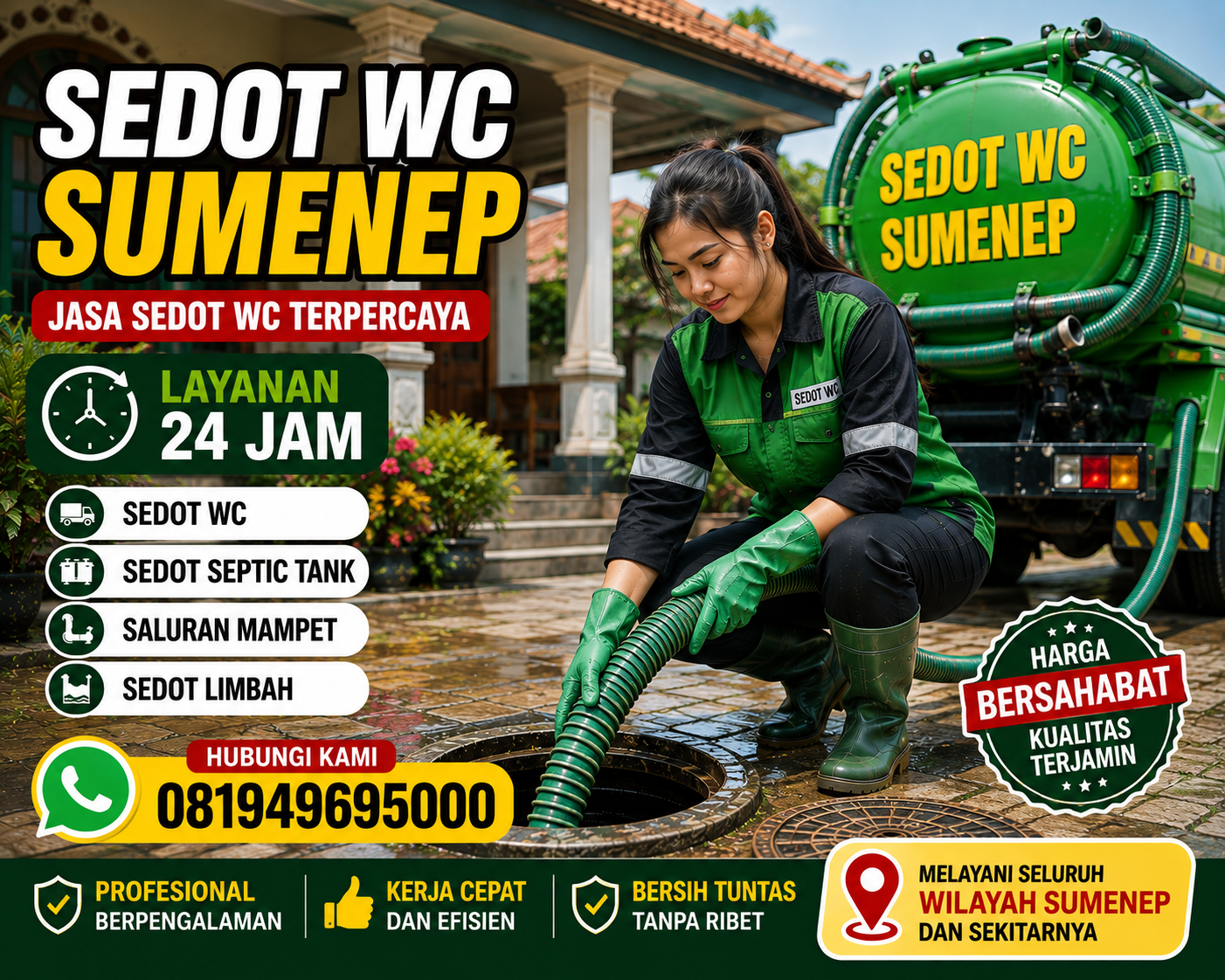 Armada sedot WC Batuan Sumenep Indoseptik