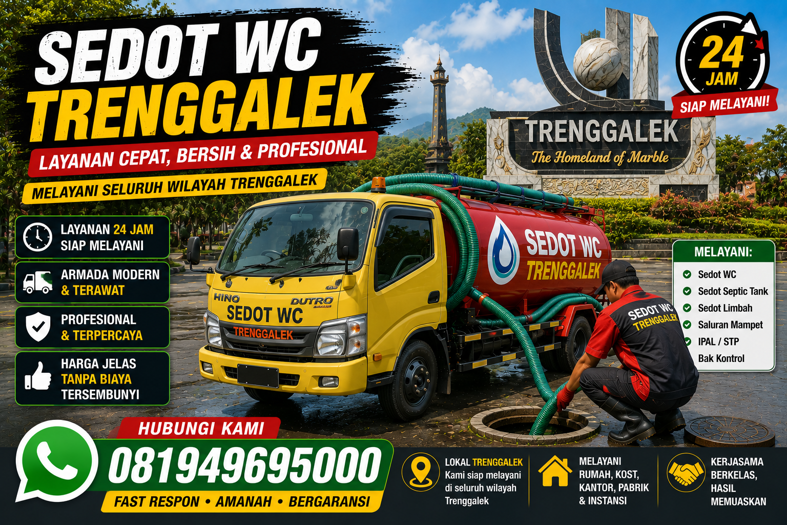 Armada sedot WC Dongko Trenggalek Indoseptik