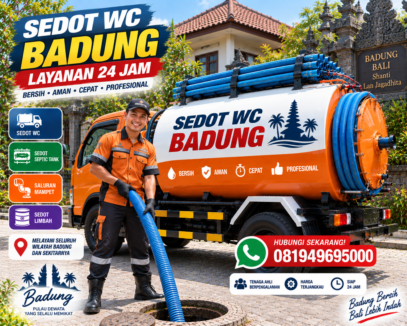 Armada sedot WC Kuta Badung Indoseptik