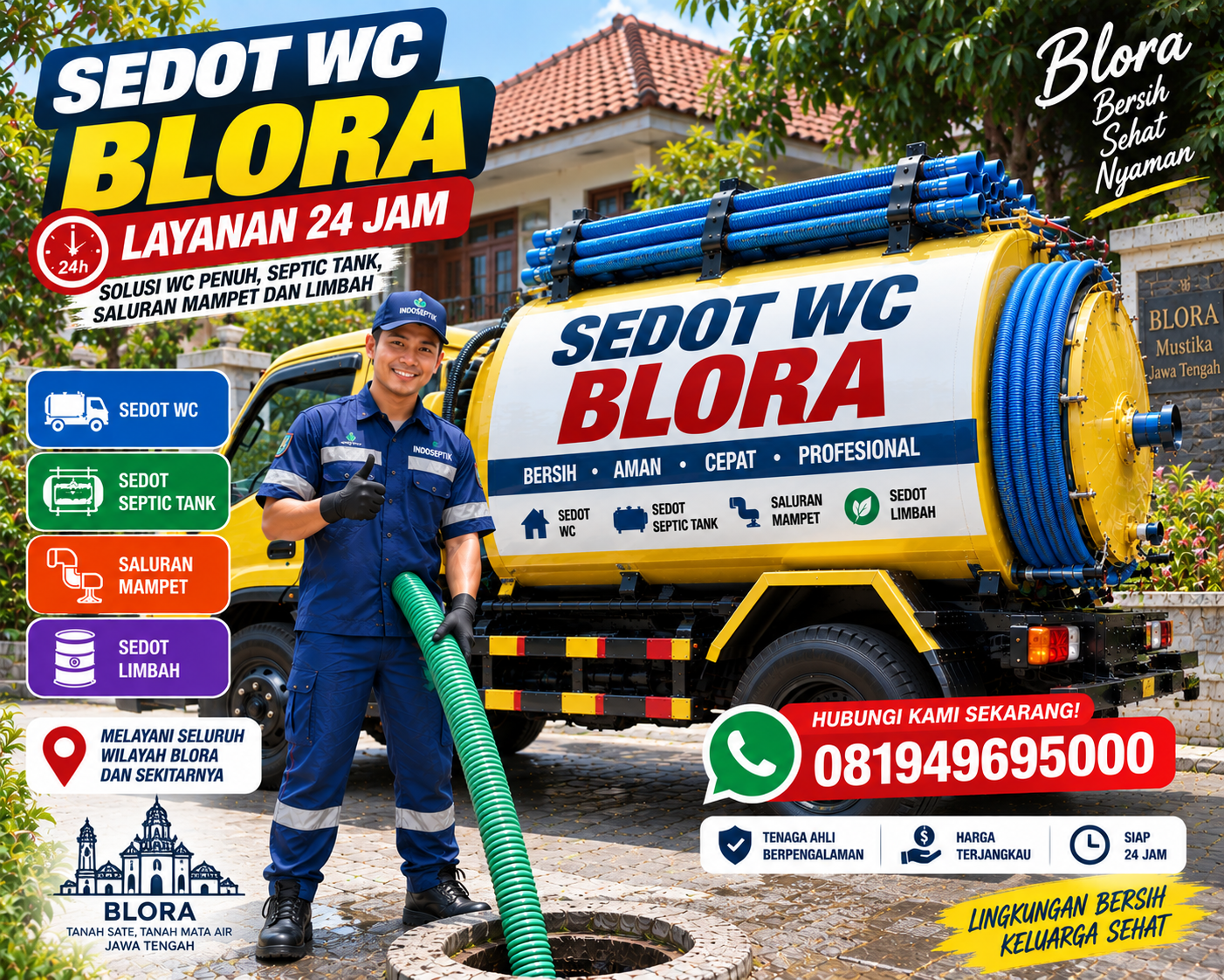 Armada sedot WC Cepu Blora Indoseptik