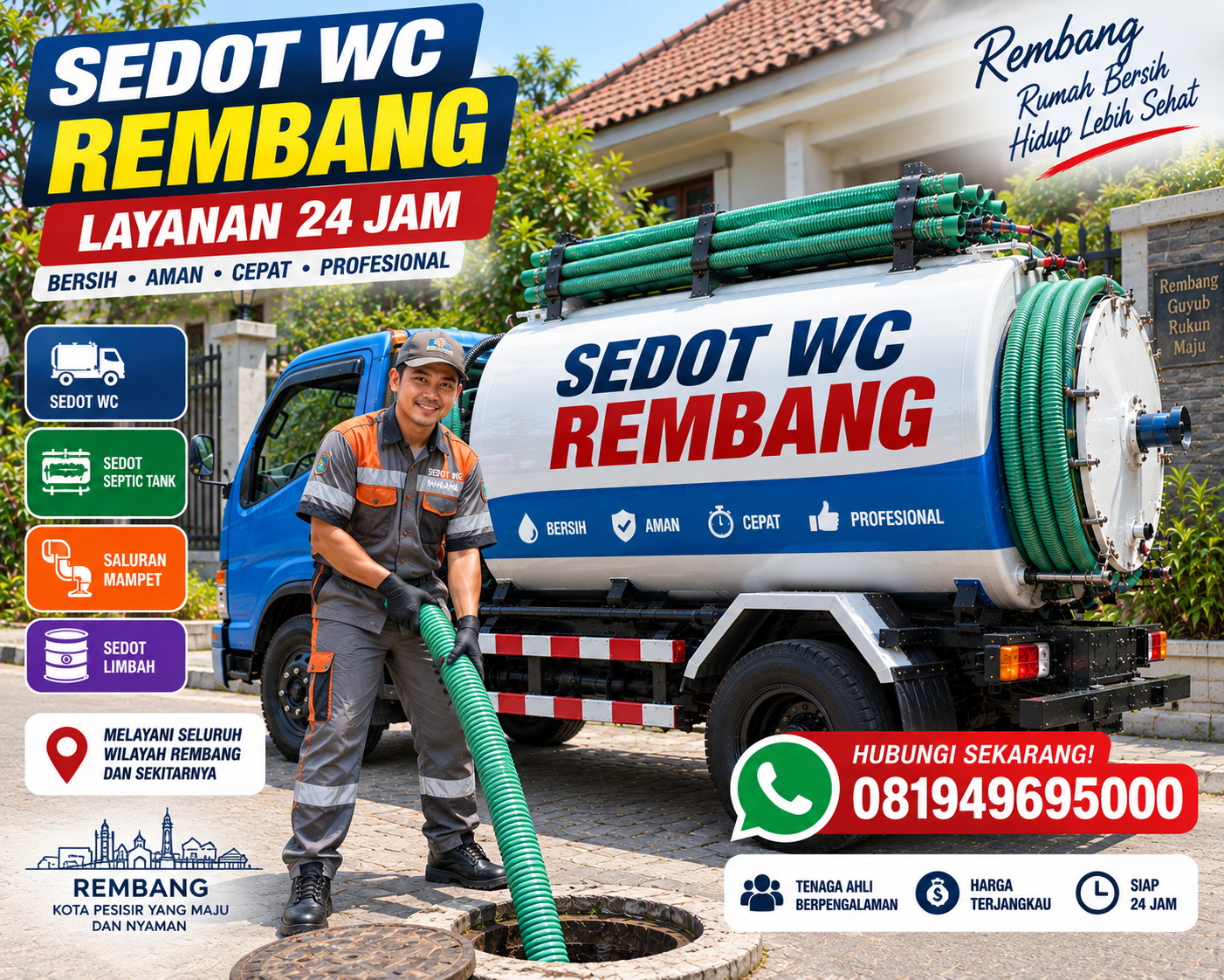 Armada sedot WC Sluke Rembang Indoseptik
